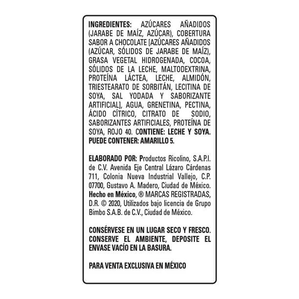 Malvavisco relleno Ricolino Bubu lubu sabor fresa y cobertura de chocolate