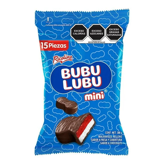 Malvavisco relleno Ricolino Bubu lubu sabor fresa y cobertura de chocolate